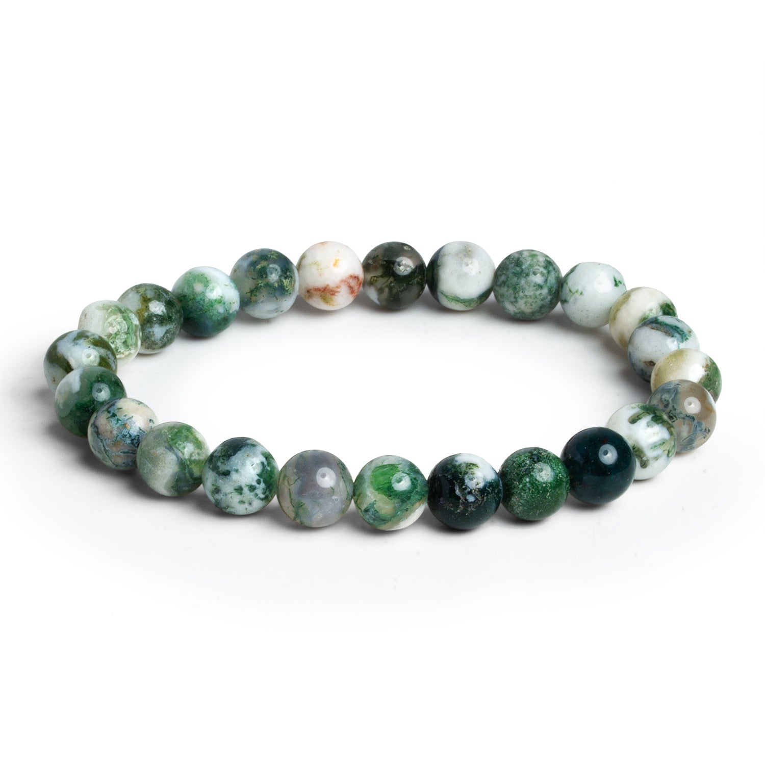 8mm Tree Agate Plain Rounds 23 beads - The Bead Traders