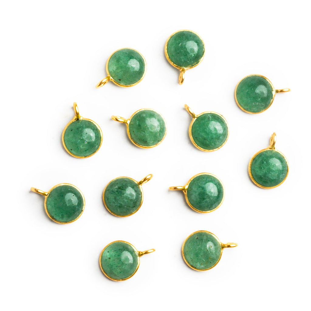 8mm Vermeil Bezeled Aventurine Calibrated Coin Pendant 1 Bead - The Bead Traders