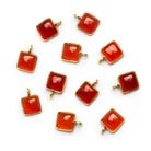 8mm Vermeil Bezeled Carnelian Square Pendant 1 Bead - The Bead Traders