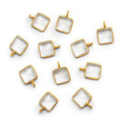 8mm Vermeil Bezeled Crystal Quartz Square Pendant 1 Bead - The Bead Traders