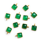 8mm Vermeil Bezeled Green Onyx Square Pendant 1 Bead - The Bead Traders