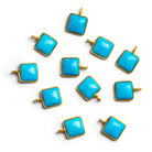 8mm Vermeil Bezeled Howlite Square Pendant 1 Bead - The Bead Traders