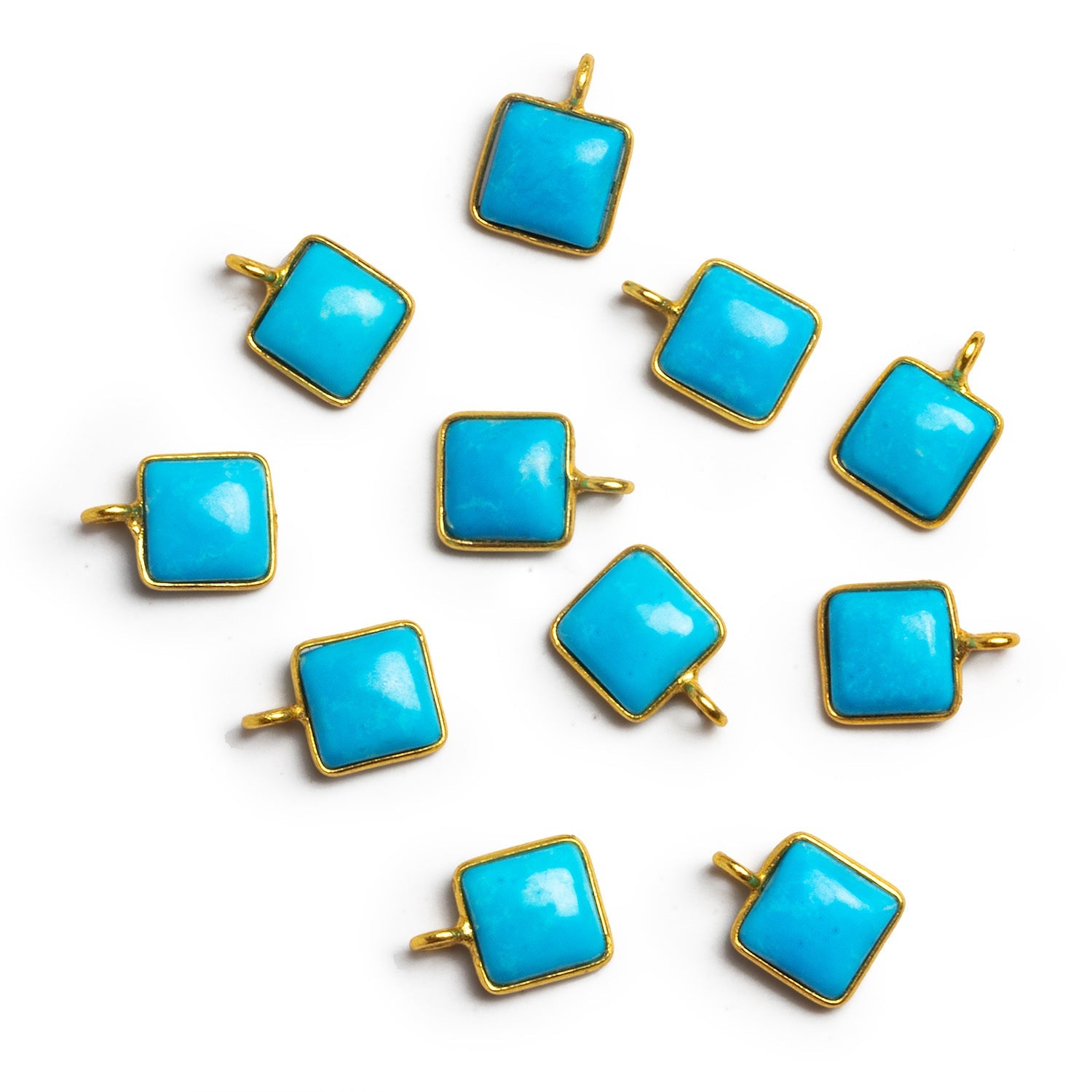 8mm Vermeil Bezeled Howlite Square Pendant 1 Bead - The Bead Traders