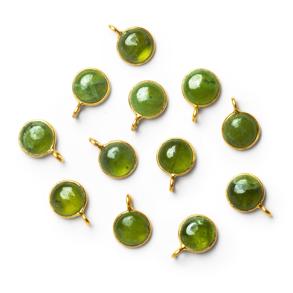 8mm Vermeil Bezeled Idocrase Calibrated Coin Pendant 1 Bead - The Bead Traders