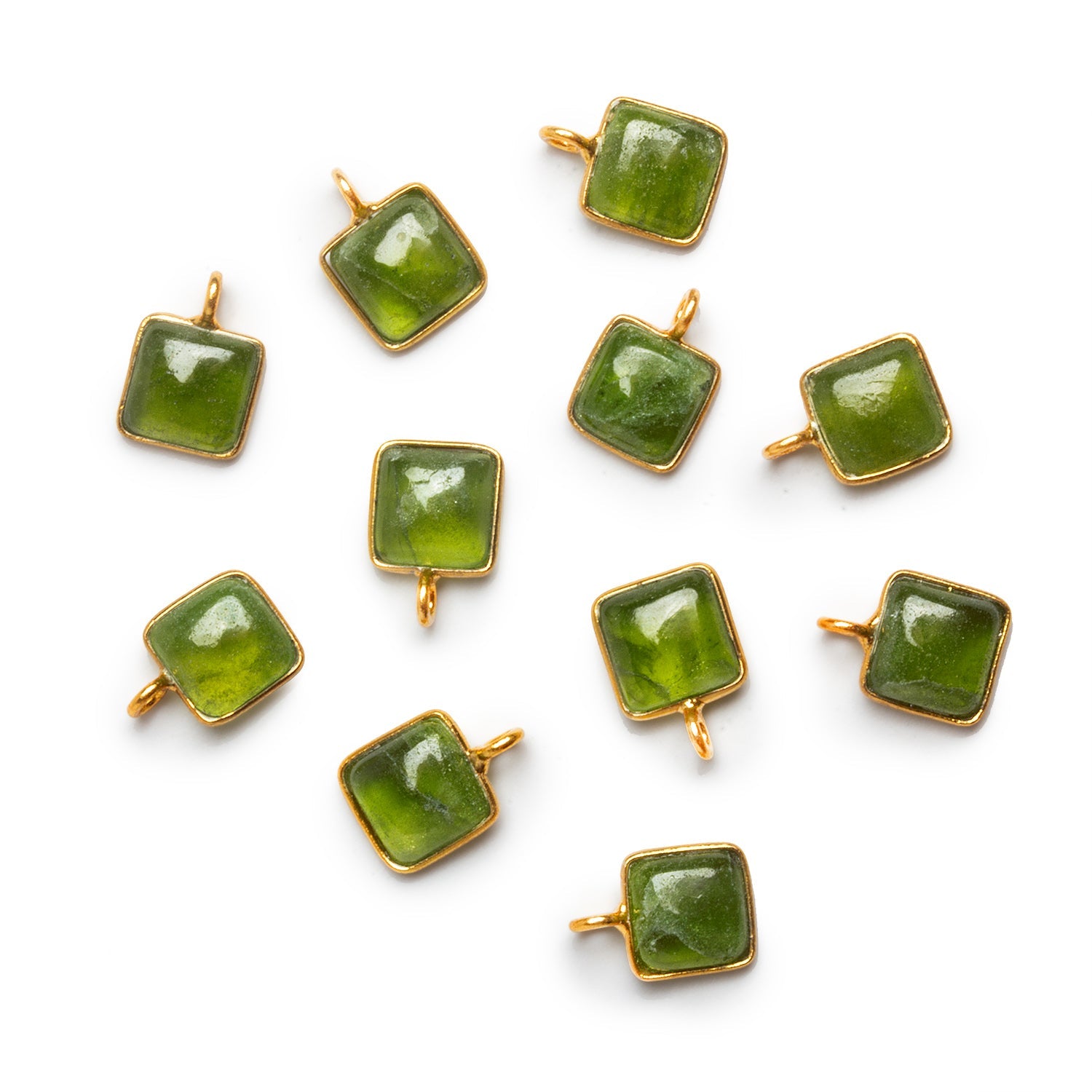 8mm Vermeil Bezeled Idocrase Square Pendant 1 Bead - The Bead Traders