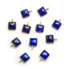 8mm Vermeil Bezeled Lapis Lazuli Square Pendant 1 Bead - The Bead Traders