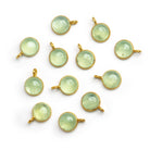 8mm Vermeil Bezeled Prehnite Calibrated Coin Pendant 1 Bead - The Bead Traders