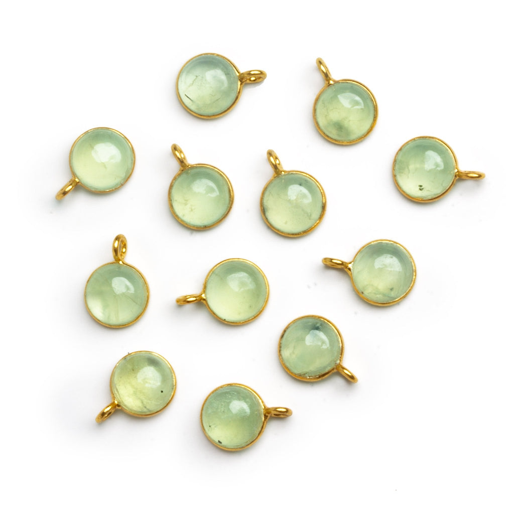 8mm Vermeil Bezeled Prehnite Calibrated Coin Pendant 1 Bead - The Bead Traders