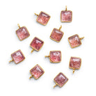 8mm Vermeil Bezeled Strawberry Quartz Square Pendant 1 Bead - The Bead Traders