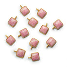 8mm Vermeil Bezeled Thulite Square Pendant 1 Bead - The Bead Traders