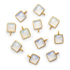 8mm Vermeil Bezeled White Chalcedony Square Pendant 1 Bead - The Bead Traders