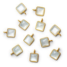 8mm Vermeil Bezeled White Moonstone Square Pendant 1 Bead - The Bead Traders