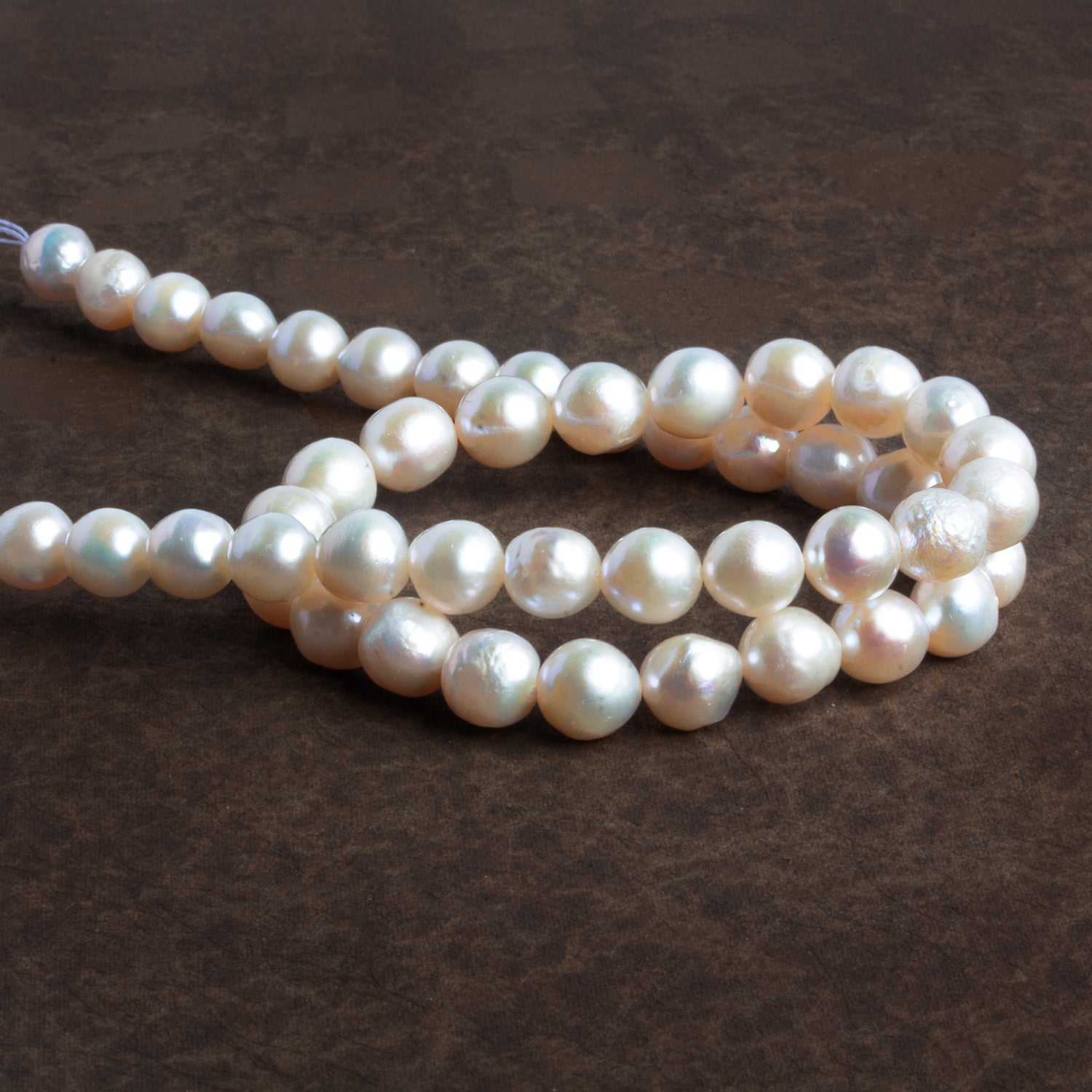8mm White Off Round Pearls 15 inch 49 beads - The Bead Traders
