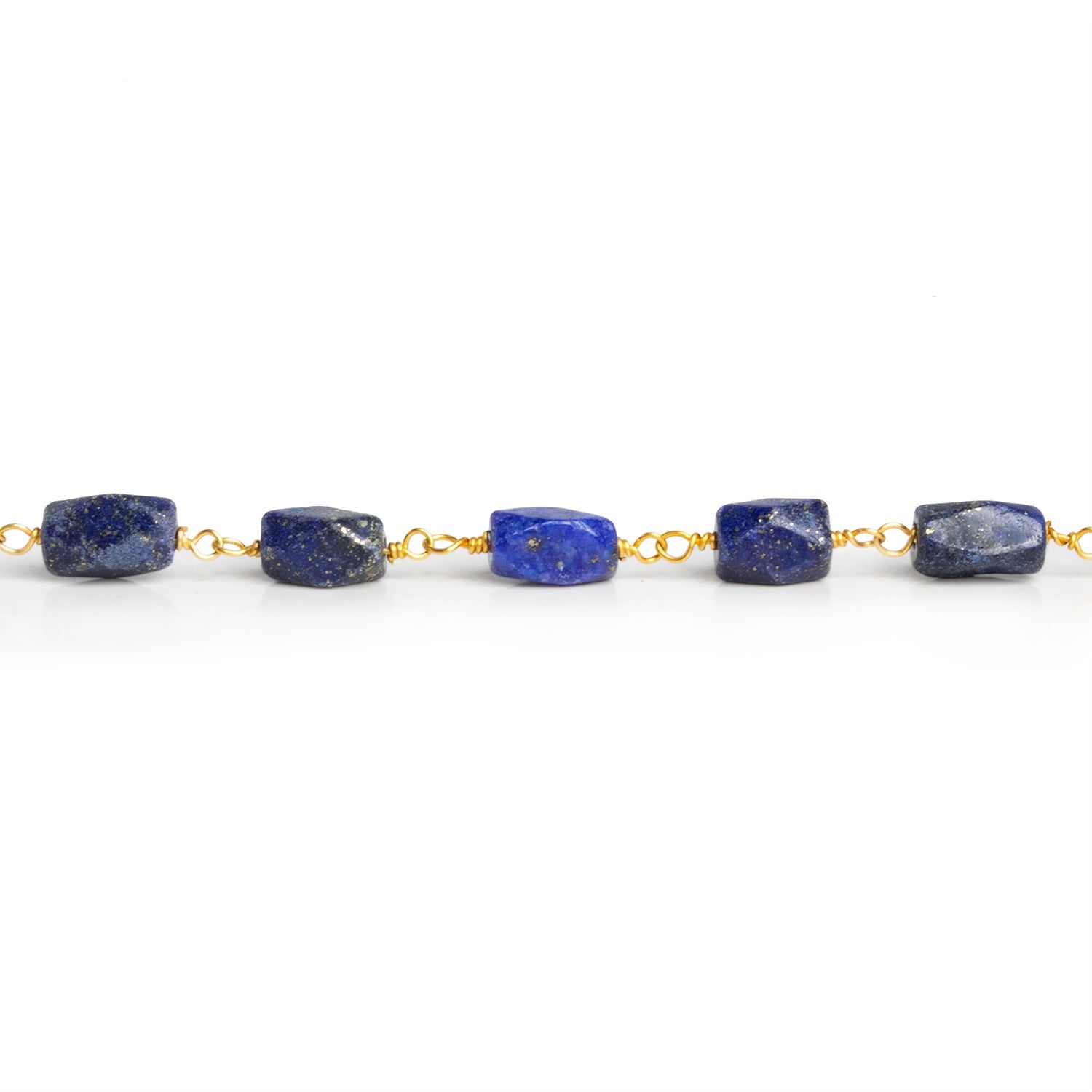 8x4mm Lapis Lazuli Nugget Gold Chain 25 Beads - The Bead Traders