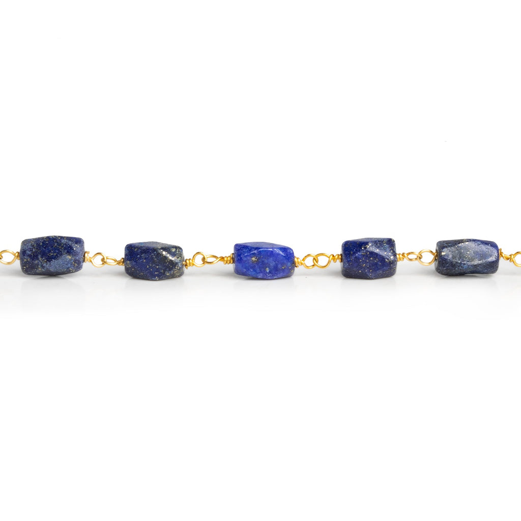 8x4mm Lapis Lazuli Nugget Gold Chain 25 Beads - The Bead Traders