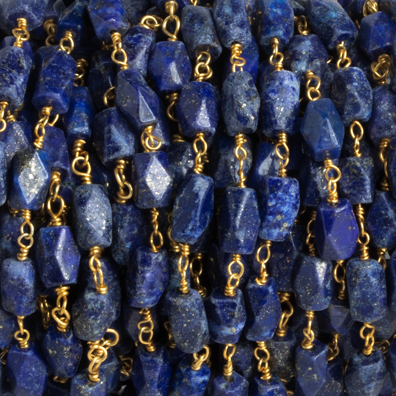 8x4mm Lapis Lazuli Nugget Gold Chain 25 Beads - The Bead Traders
