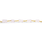 8x4mm Light Rose Quartz Rectangles Gold Chain 23 beads - The Bead Traders