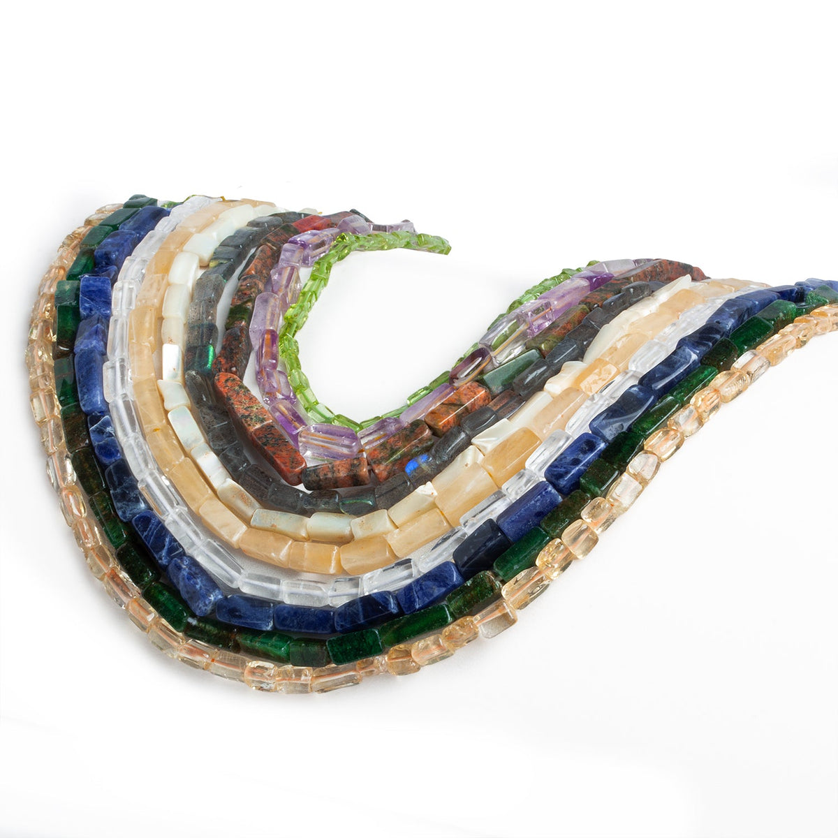 8x4mm Mixed Gemstone Handcut Rectangles - Lot of 10 Strands - The Bead Traders