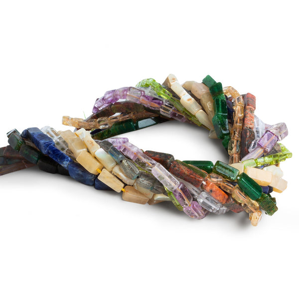 8x4mm Mixed Gemstone Handcut Rectangles - Lot of 10 Strands
