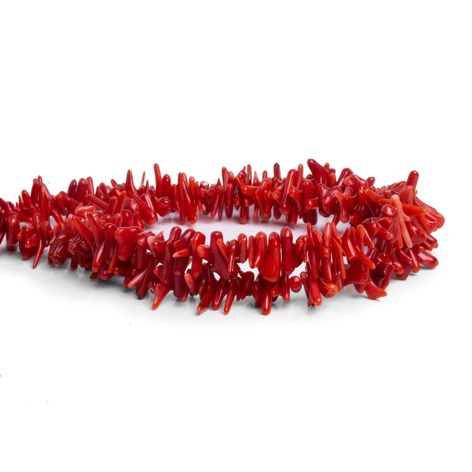 8x4mm Red Bamboo Coral Chips 16 inch 180 beads - The Bead Traders