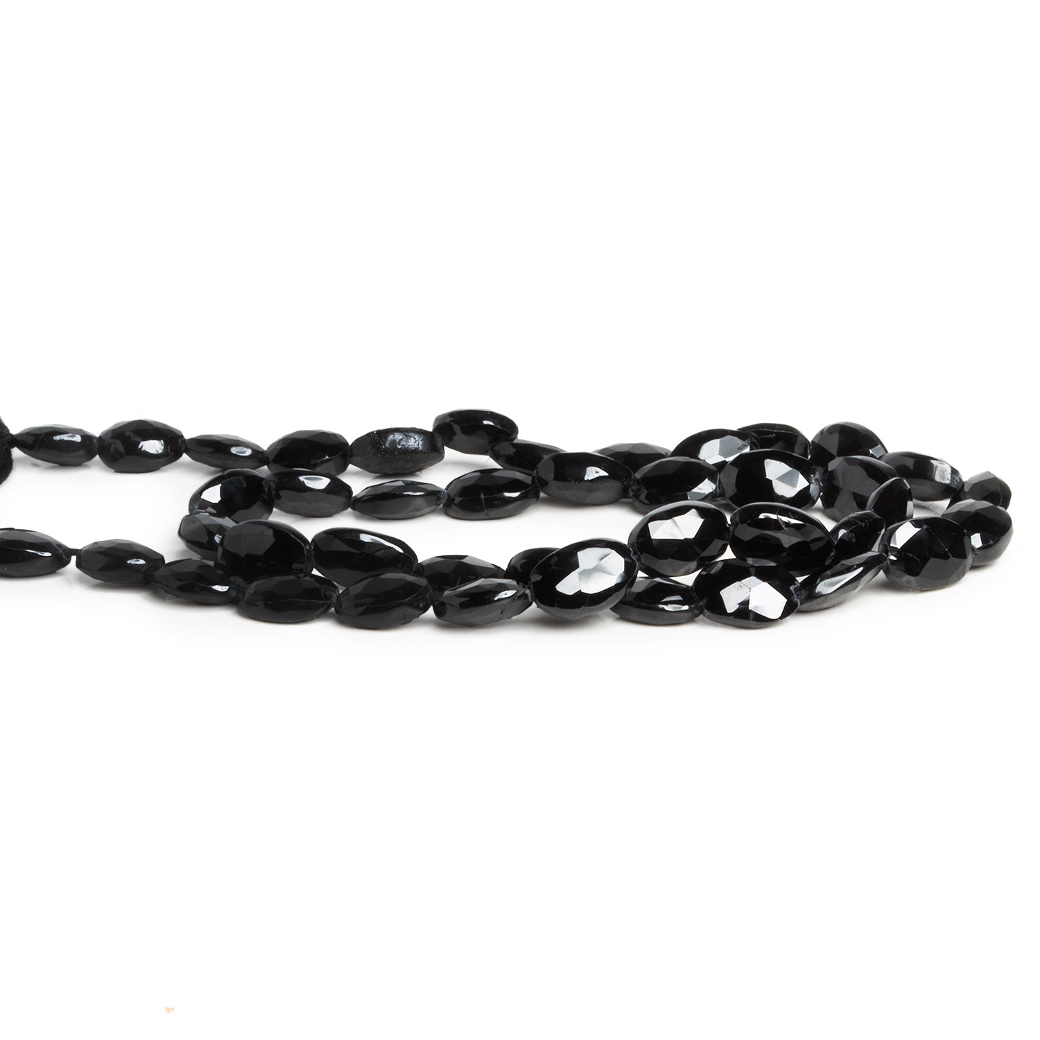 8x5mm Black Spinel Faceted Ovals 12 inch 43 beads - The Bead Traders