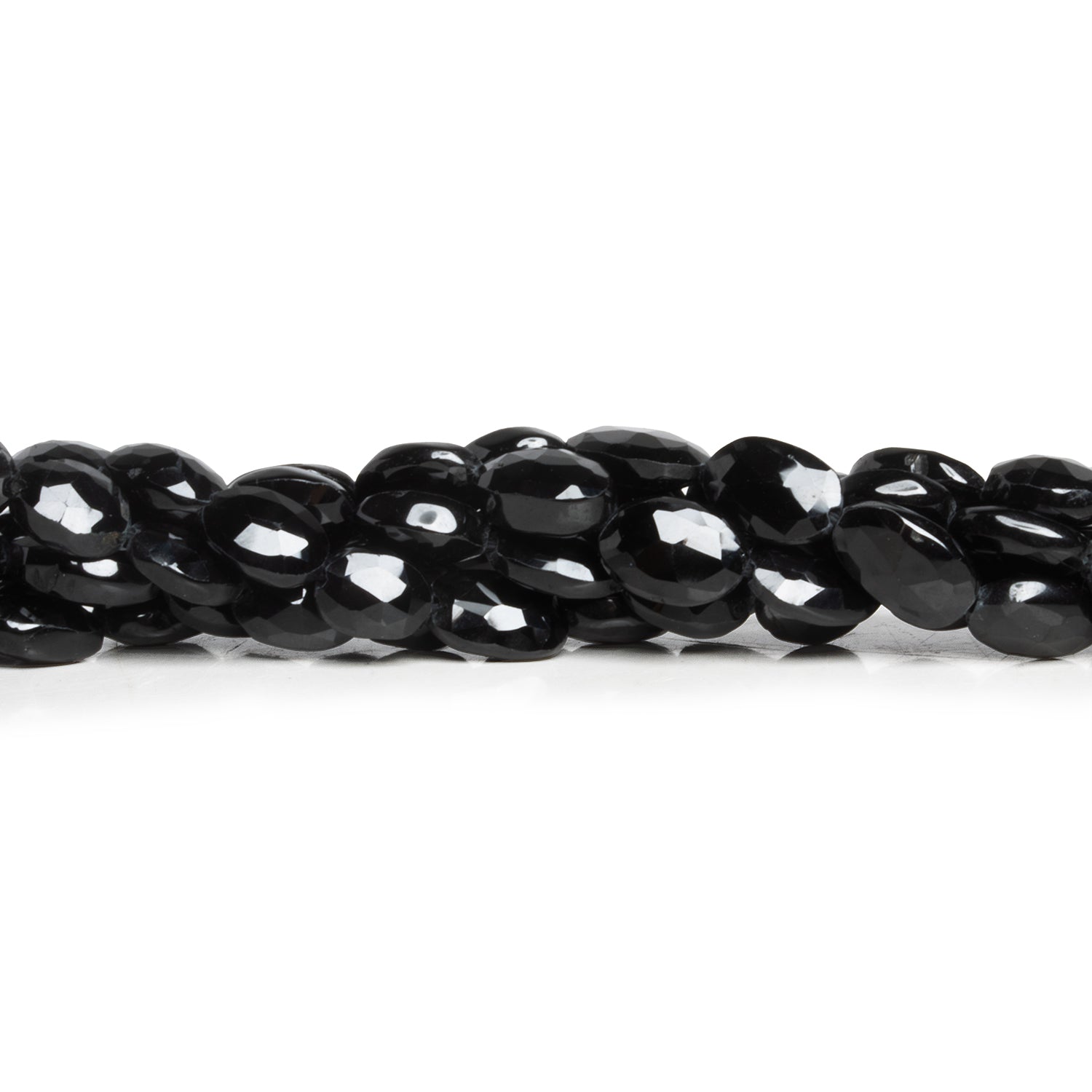 8x5mm Black Spinel Faceted Ovals 12 inch 43 beads - The Bead Traders