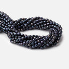 8x5mm Dark Navy Peacock Oval Pearls 15 inch 60 beads - The Bead Traders