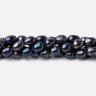 8x5mm Dark Navy Peacock Oval Pearls 15 inch 60 beads - The Bead Traders