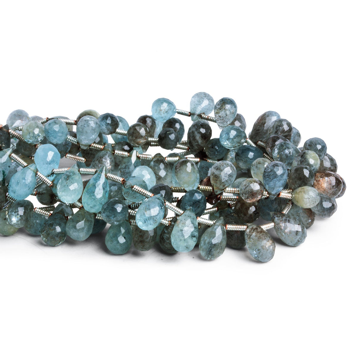 8x5mm Moss Aquamarine Faceted Teardrops 8 inch 29 beads - The Bead Traders