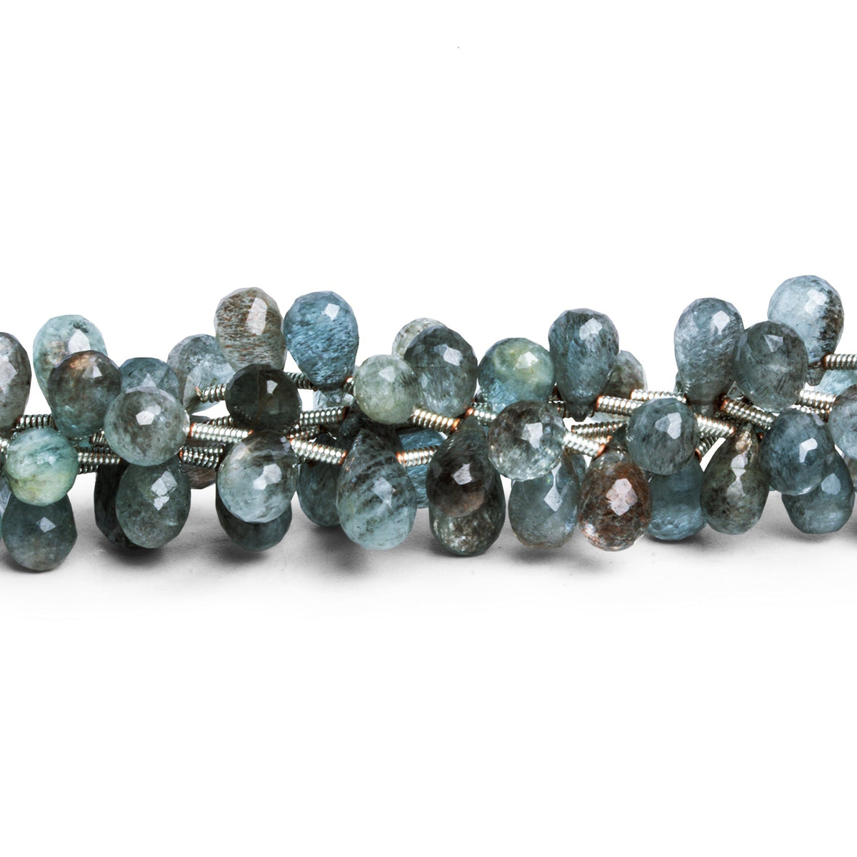 8x5mm Moss Aquamarine Faceted Teardrops 8 inch 29 beads - The Bead Traders