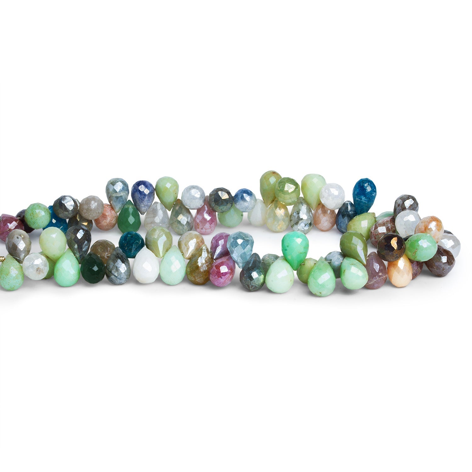 8x5mm Multi Gemstone Faceted Pears 8 inch 70 beads - The Bead Traders