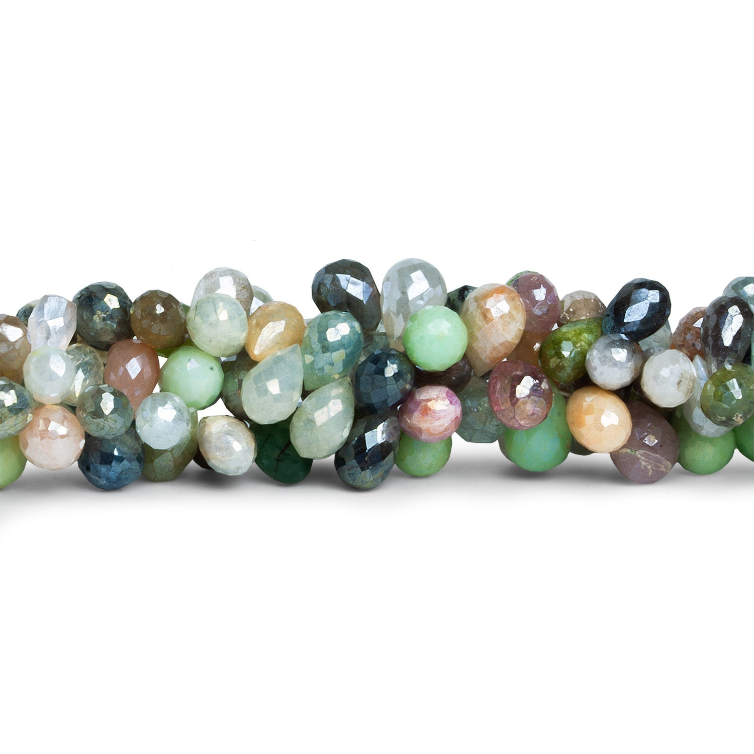 8x5mm Multi Gemstone Faceted Pears 8 inch 70 beads - The Bead Traders