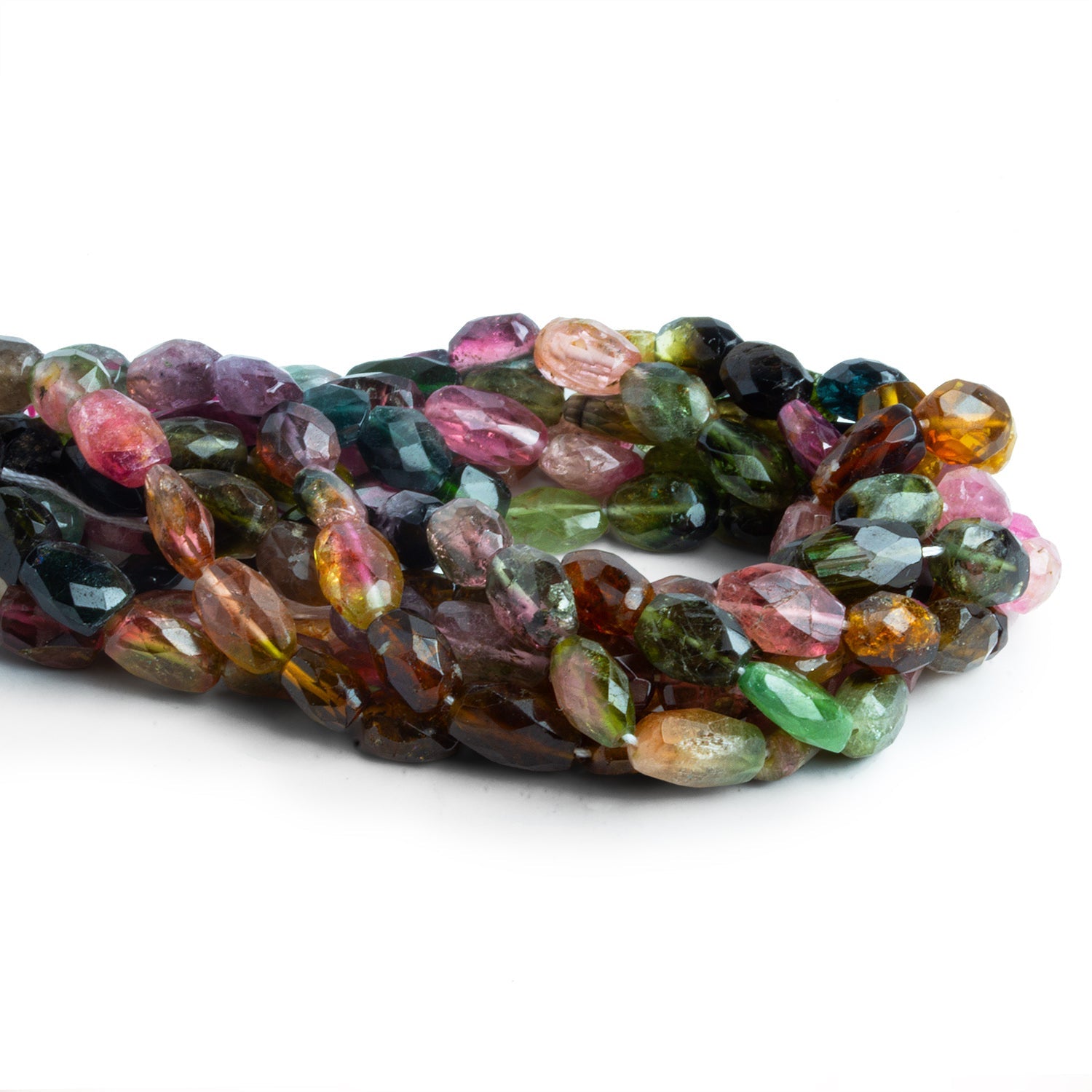 8x5mm Multicolor Tourmaline Faceted Ovals 15 inch 50 beads - The Bead Traders
