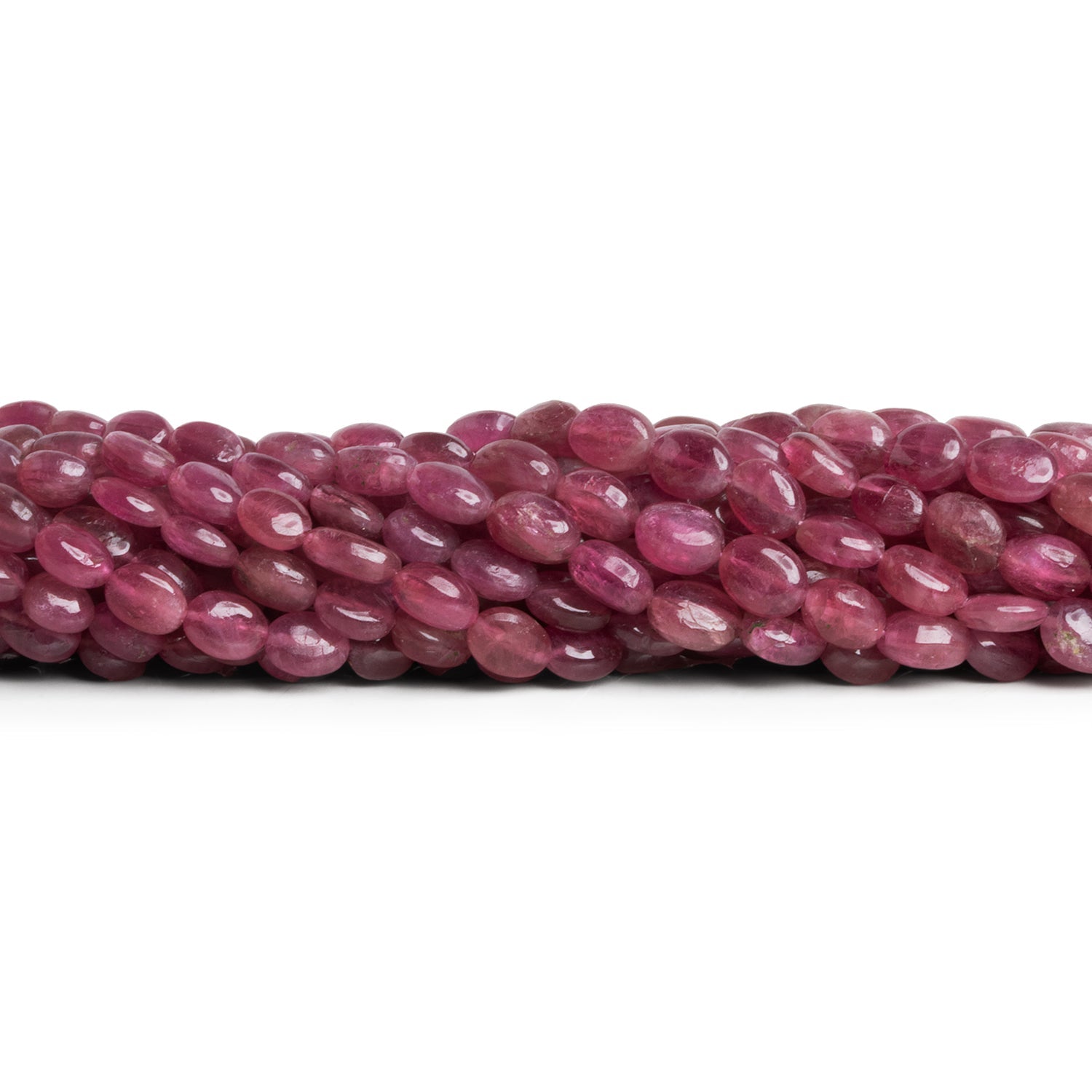 8x5mm Pink Tourmaline Plain Ovals 14 inch 55 beads - The Bead Traders