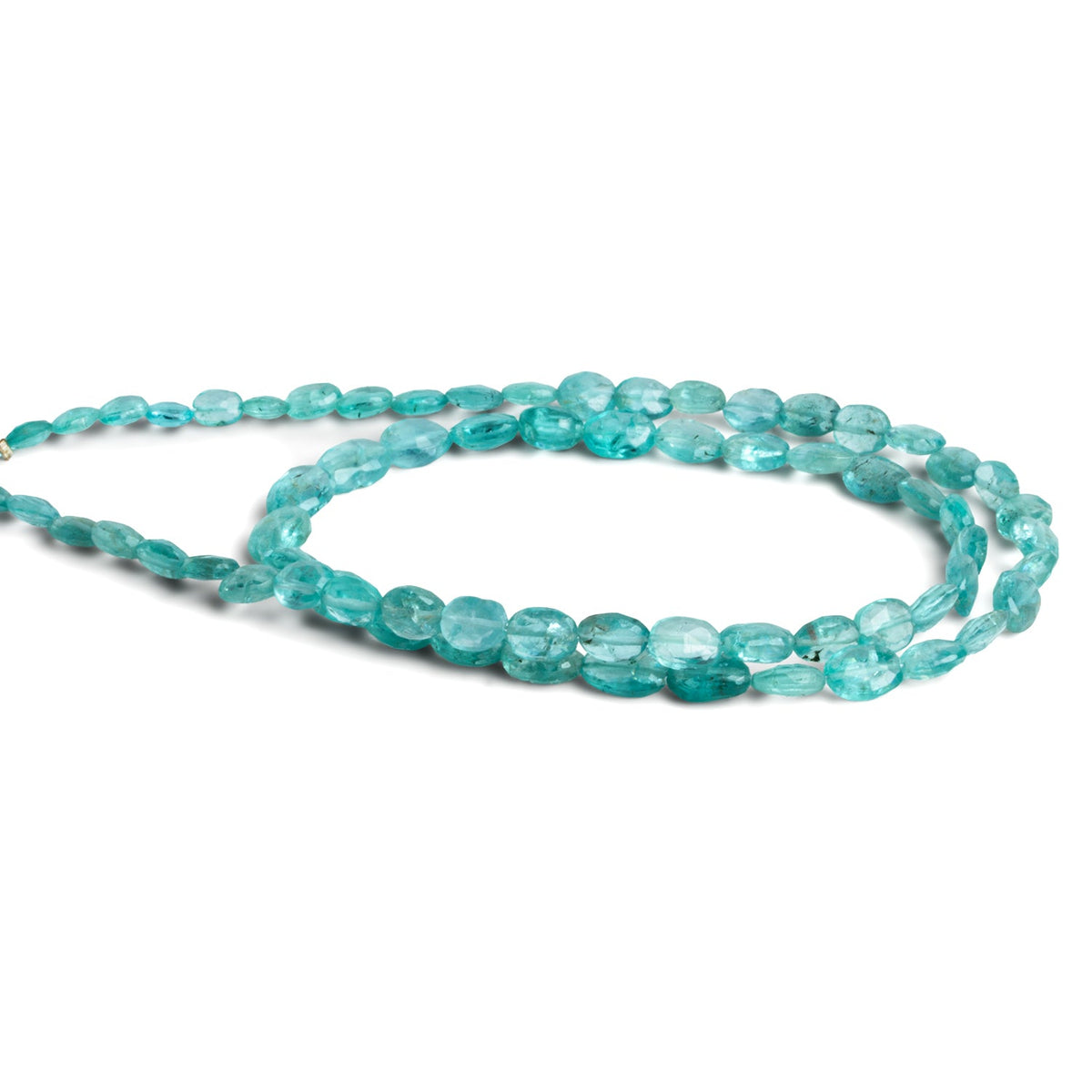 8x5mm Pool Blue Apatite Faceted Ovals 18 inch 63 beads - The Bead Traders