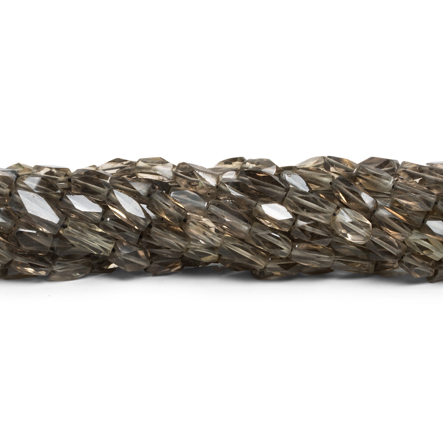 8x5mm Smoky Quartz Faceted Rectangles 12 inch 40 beads - The Bead Traders