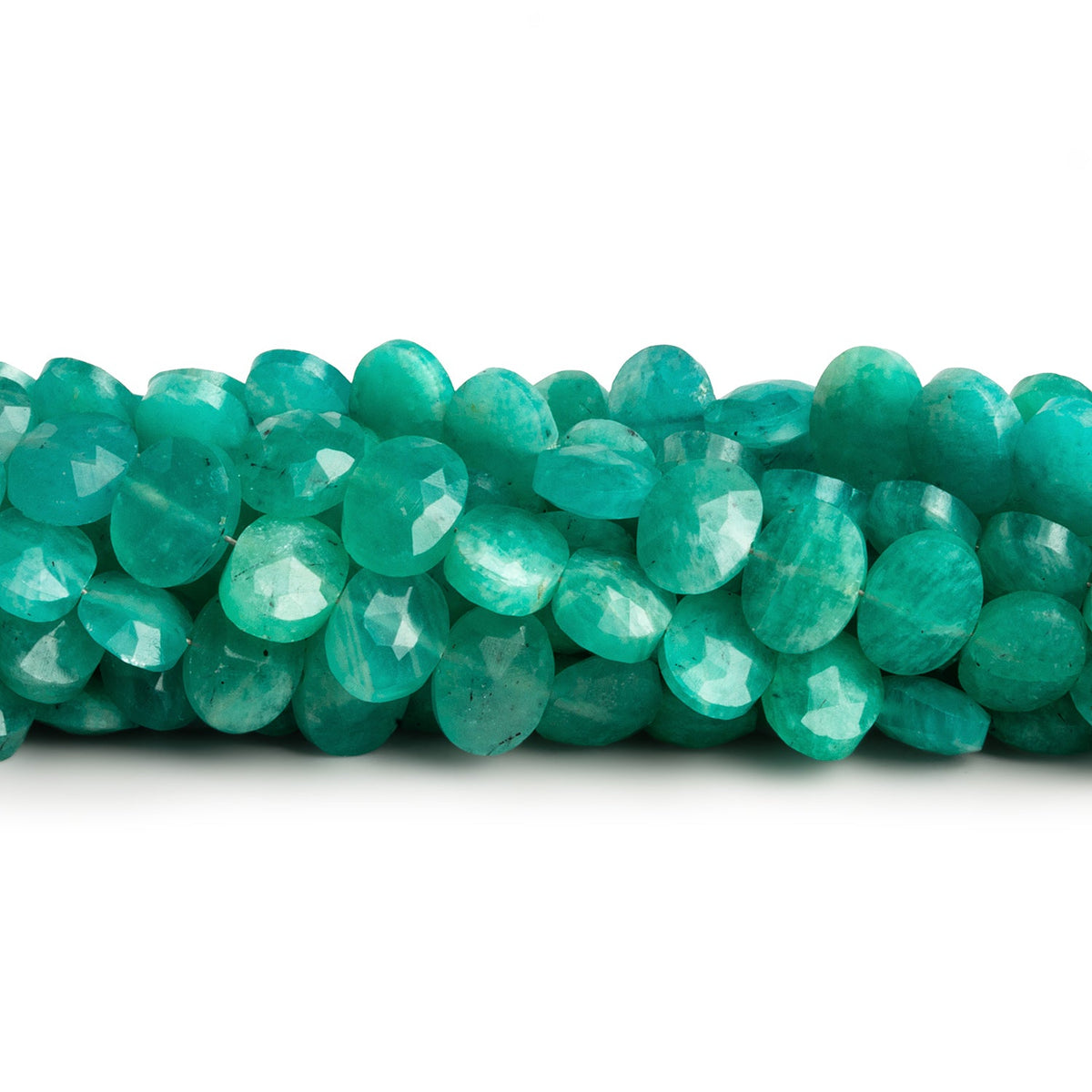 8x6mm Amazonite Center Drilled Faceted Ovals 8 inch 37 beads - The Bead Traders