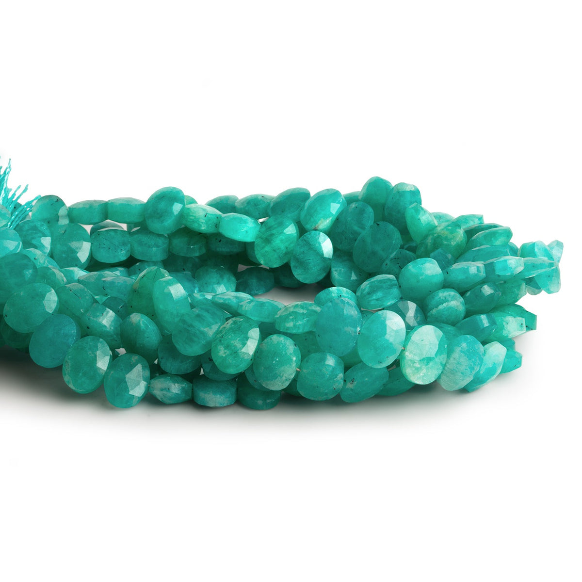 8x6mm Amazonite Center Drilled Faceted Ovals 8 inch 37 beads - The Bead Traders