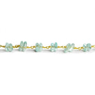 8x6mm Blue Quartz Double Nugget Gold Chain 58 beads - The Bead Traders