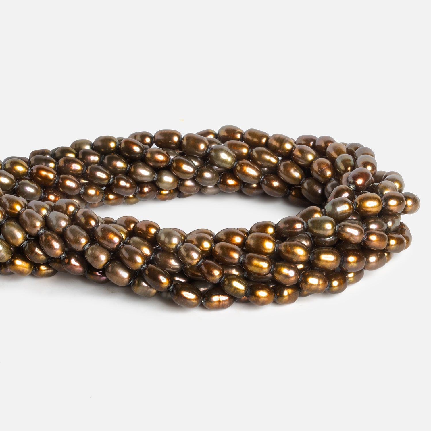 8x6mm Brassy Brown Straight Drilled Oval Pearls 15 inch 45 beads - The Bead Traders