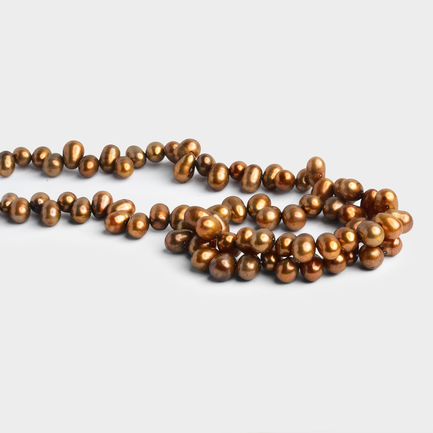 8x6mm Bronze Oval Side - Drilled Pearls 15 inch 75 beads - The Bead Traders