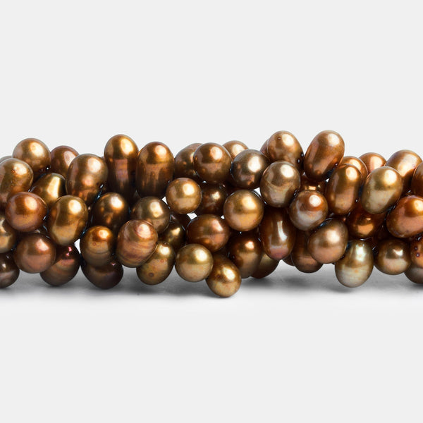 8x6mm Bronze Oval Side-Drilled Pearls 15 inch 75 beads