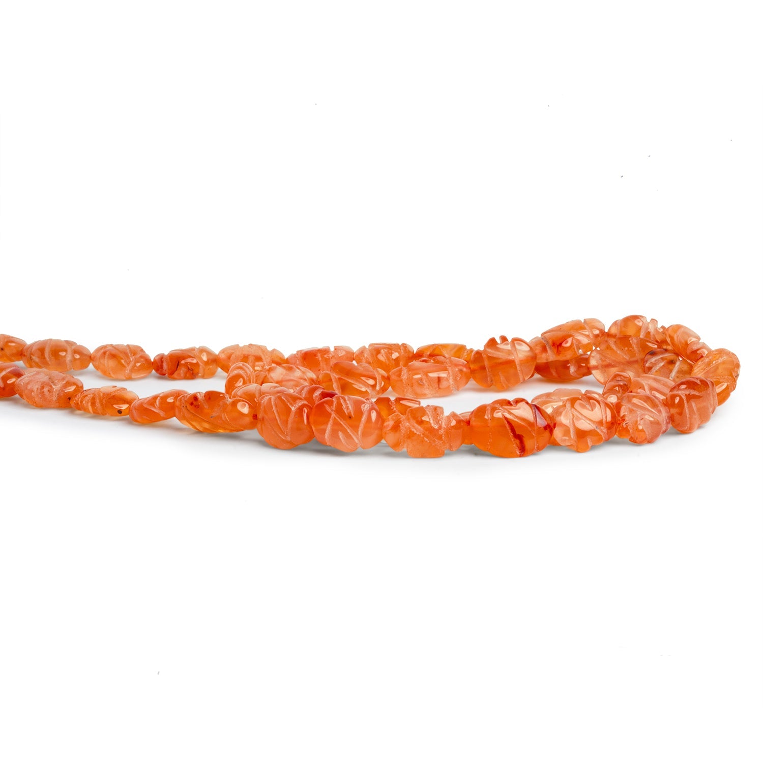 8x6mm Carnelian Carved Ovals 14 inch 41 beads - The Bead Traders