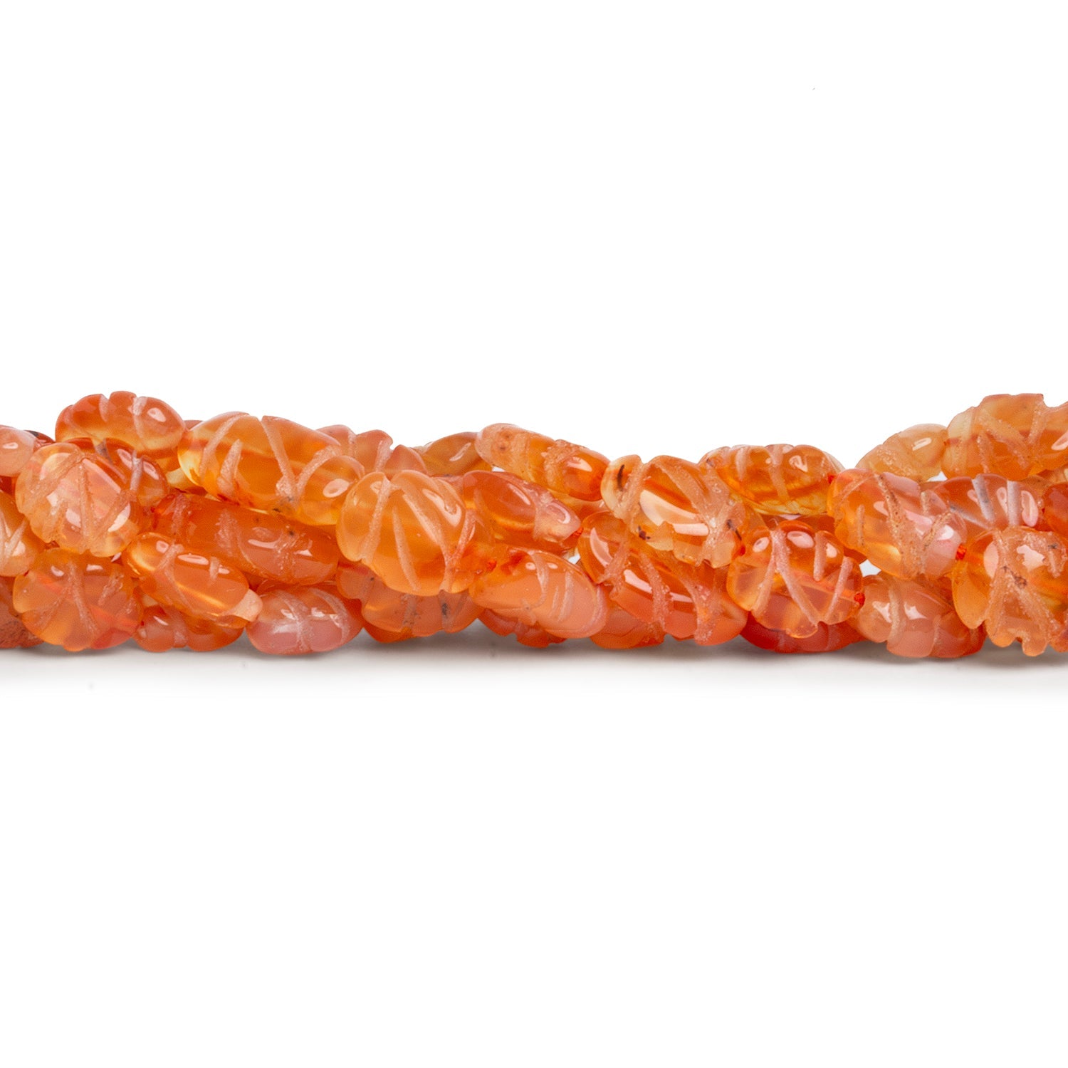 8x6mm Carnelian Carved Ovals 14 inch 41 beads - The Bead Traders