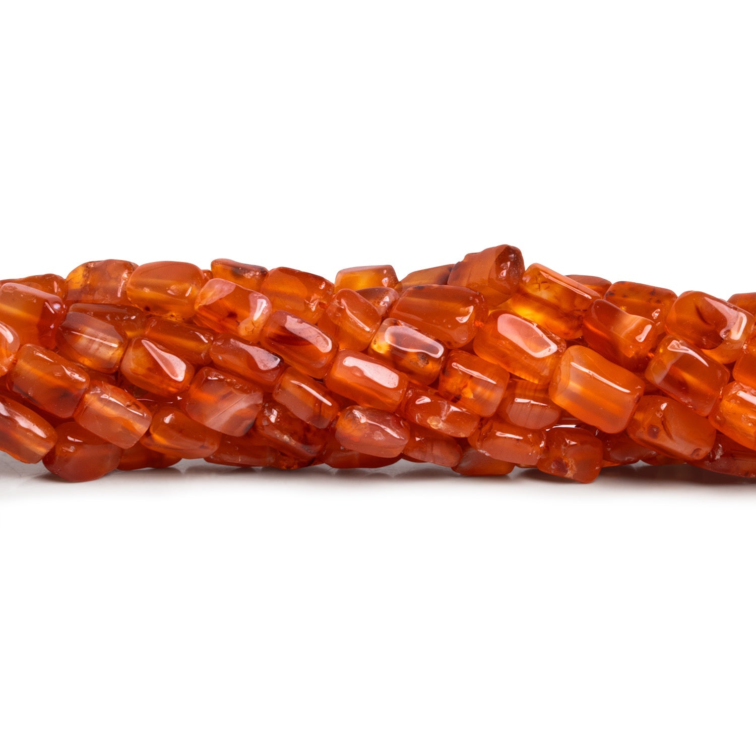 8x6mm Carnelian Plain Rectangles 14 inch 45 beads - The Bead Traders