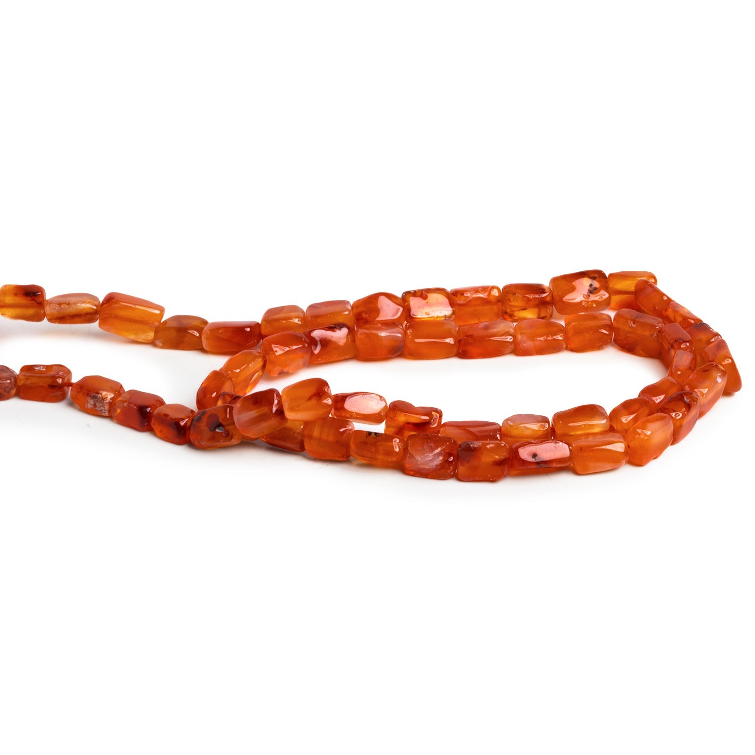 8x6mm Carnelian Plain Rectangles 14 inch 45 beads - The Bead Traders