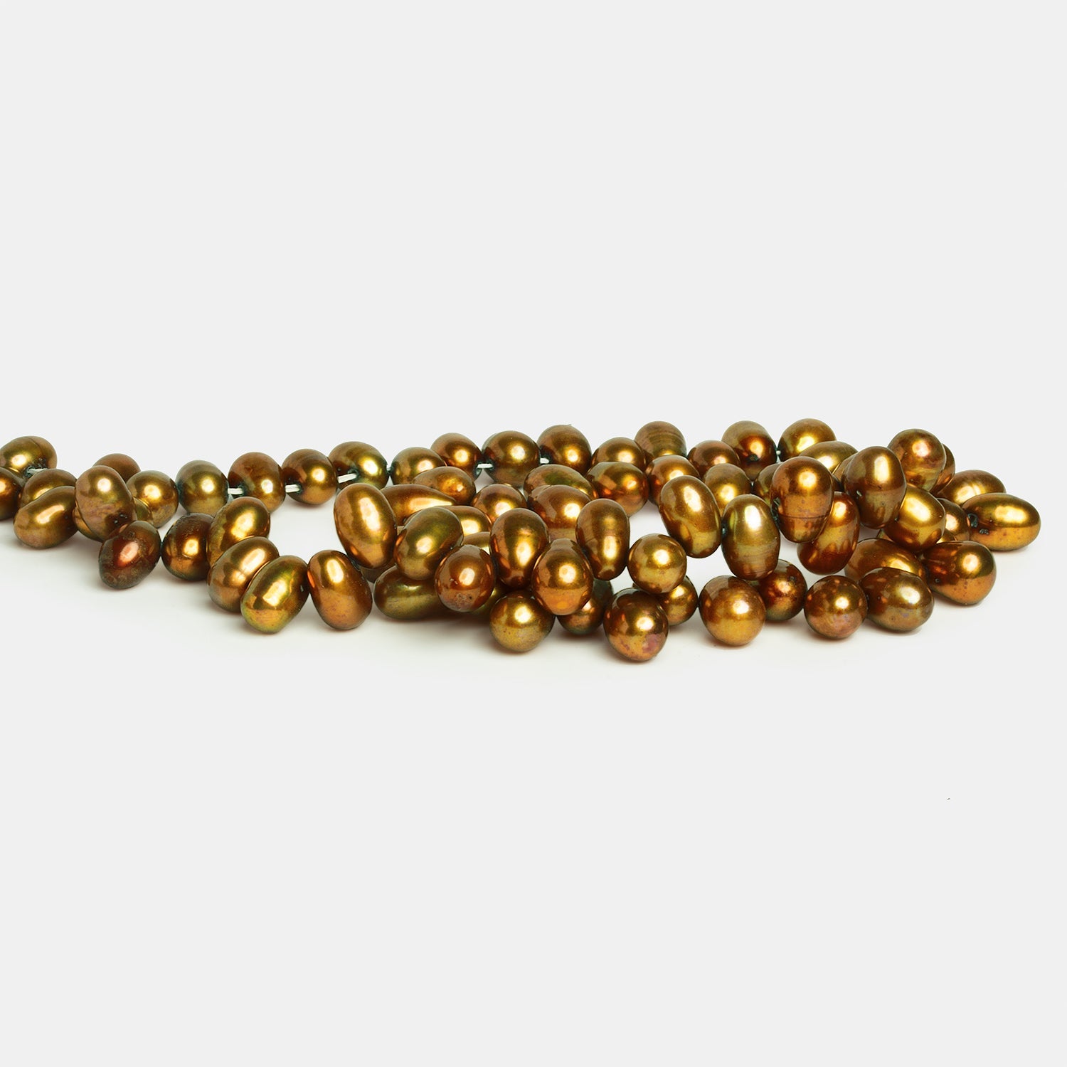 8x6mm Chartruese Top Drilled Oval Pearls 15.5 inch 77 beads - The Bead Traders
