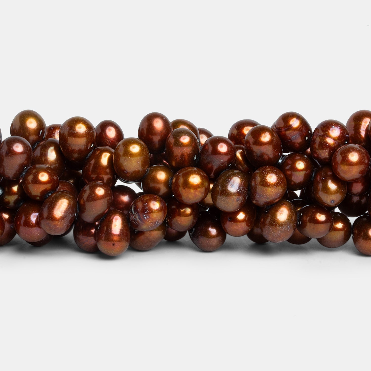 8x6mm Copper Top Drilled Oval Freshwater Pearls 16 inch 75 beads - The Bead Traders