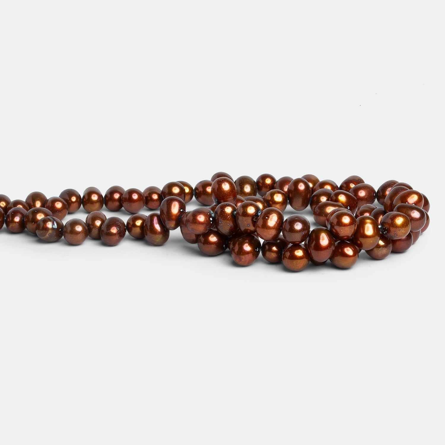 8x6mm Copper Top Drilled Oval Freshwater Pearls 16 inch 75 beads - The Bead Traders