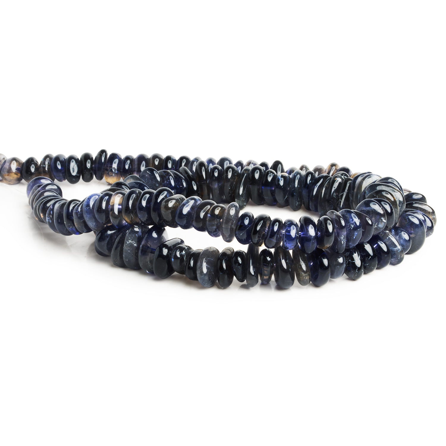 8x6mm Iolite Center Drilled Plain Nuggets 16 inch 115 beads - The Bead Traders